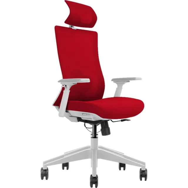 Euroseats ergonomische bureaustoel met hoofdsteun Verona. Uitvoering rug & zitting Rood. Voldoet aan de NEN EN 1335 norm. Rode rug