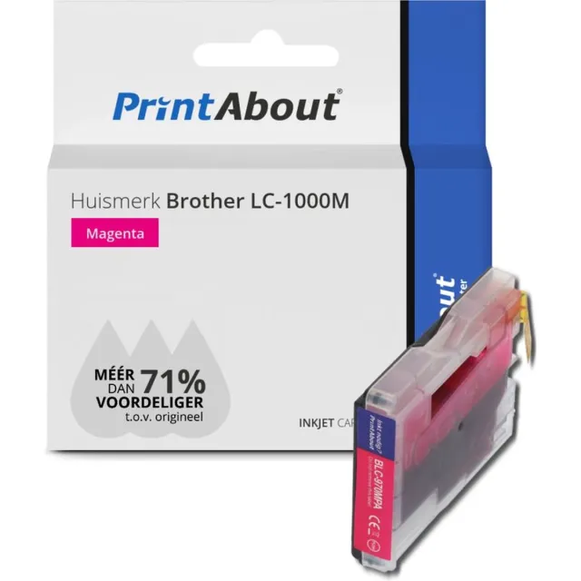 PrintAbout huismerk Inktcartridge LC-1000M Magenta geschikt voor Brother
