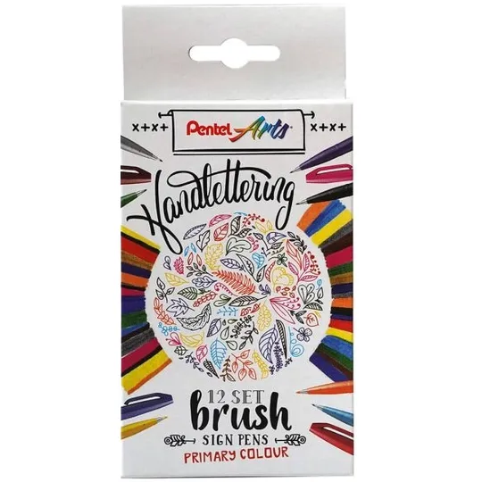 Pentel Brushpen Pentel SES15C Sign Artist standaardkleuren assorti doos à 12 stuks