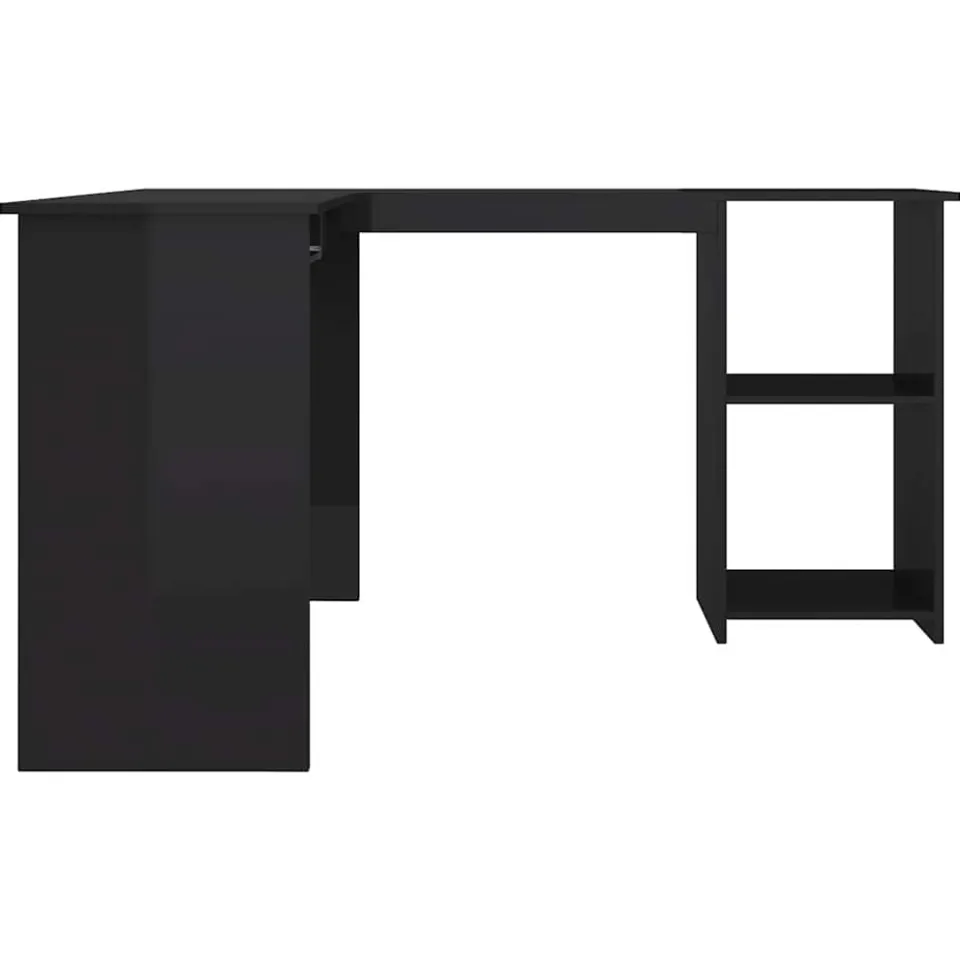 vidaXL Hoekbureau L-vormig 120x140x75 cm bewerkt hout hoogglans zwart, foto 4