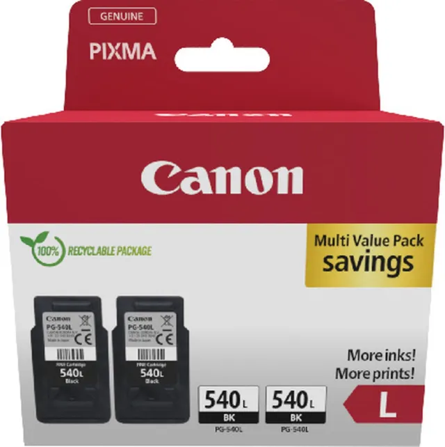 Canon PG-540L - Inktcartridge - Origineel - Hoge capaciteit - 2x Zwart Zwart 2x