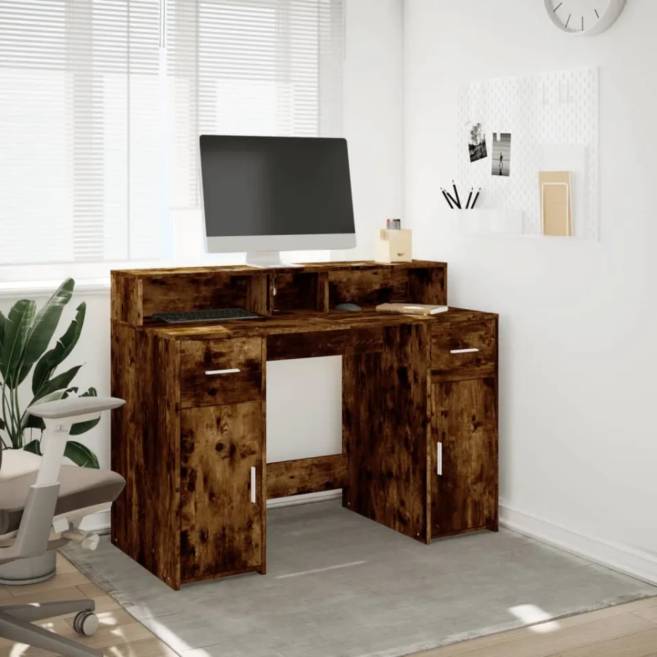 vidaXL Desk Gerookt eiken 120 x 55 x 91 cm Engineered wood, foto 2