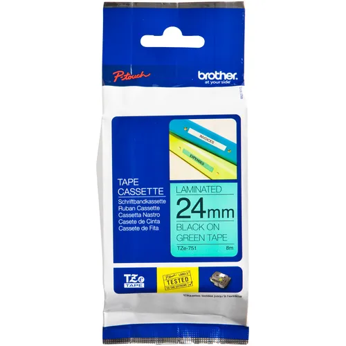 Brother Labeltape Brother P-touch TZe-751 standaard 24mm zwart op groen