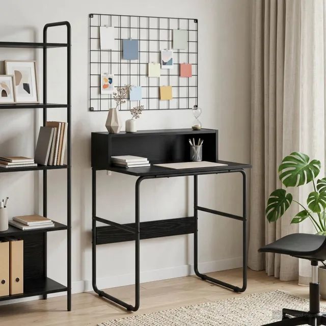 vidaXL Bureau met opbergruimte Zwart eiken 60 x 50 x 91 cm, foto 2