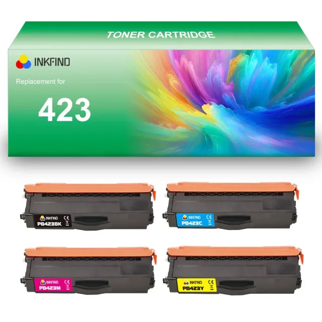 INKFIND TN423 tonercartridge multipack van 4 stuks (Zwart+Cyaan+Magenta+Geel) compatibel met Brother TN423BK/TN423C/TN423M/TN423Y TN-423BK/TN-423C/TN-423M/TN-423Y (Zwart+Cyaan+Magenta+Geel) toner cartridge -4-pack BK/C/M/Y Zwart/Cyaan/Magenta/Geel