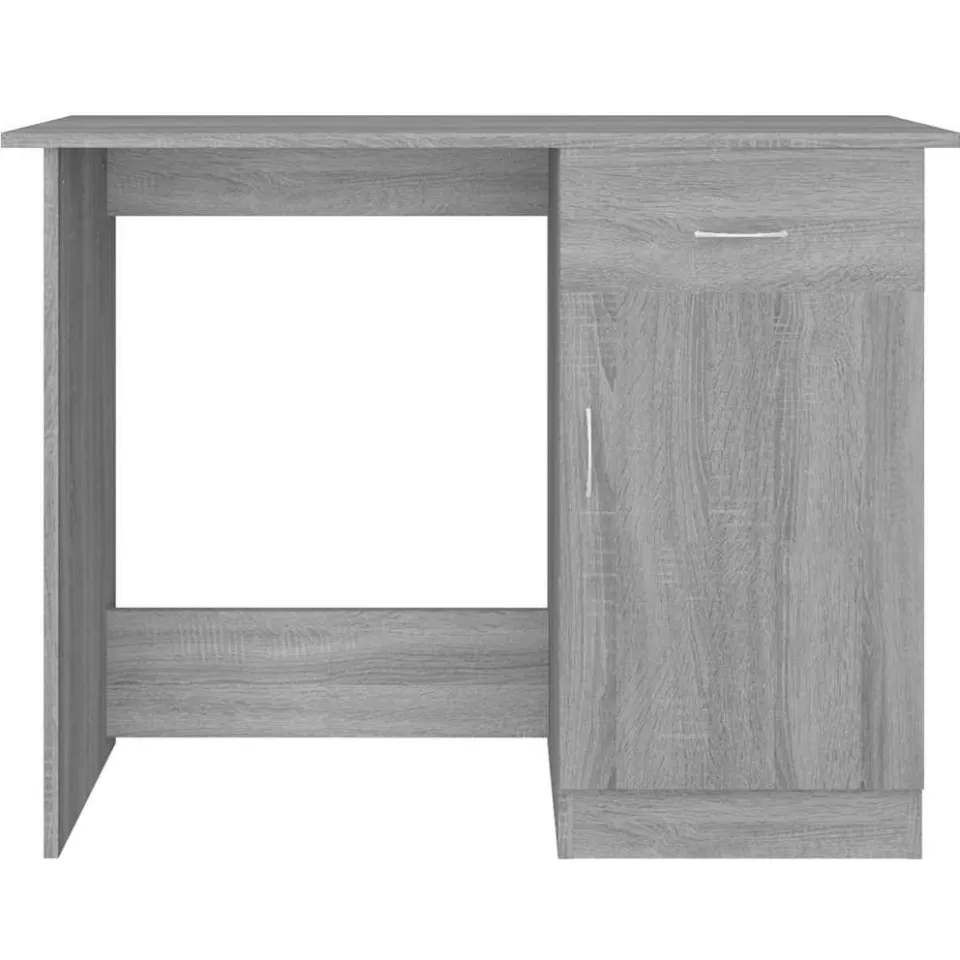 vidaXL Bureau 100x50x76 cm bewerkt hout grijs sonoma eikenkleurig, foto 4