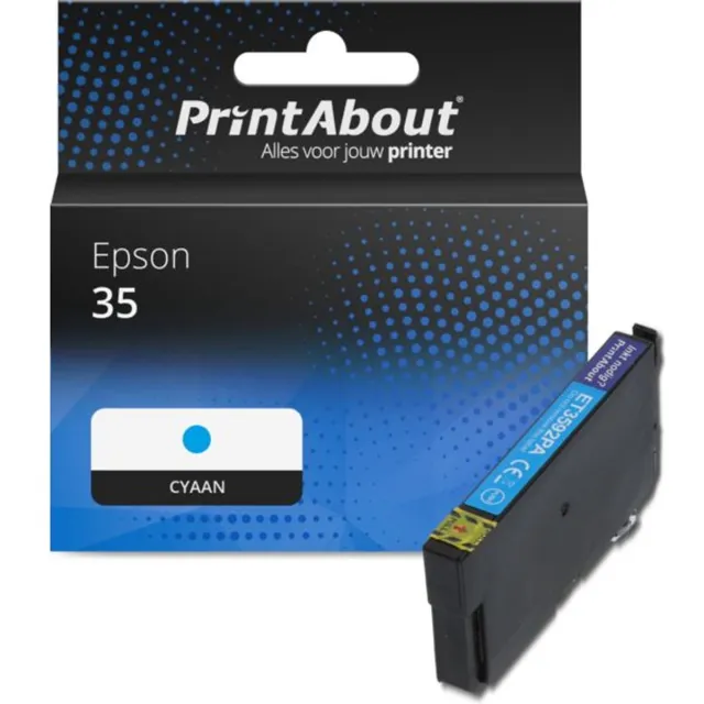 PrintAbout Huismerk Epson 35 (C13T35824010) Inktcartridge Cyaan