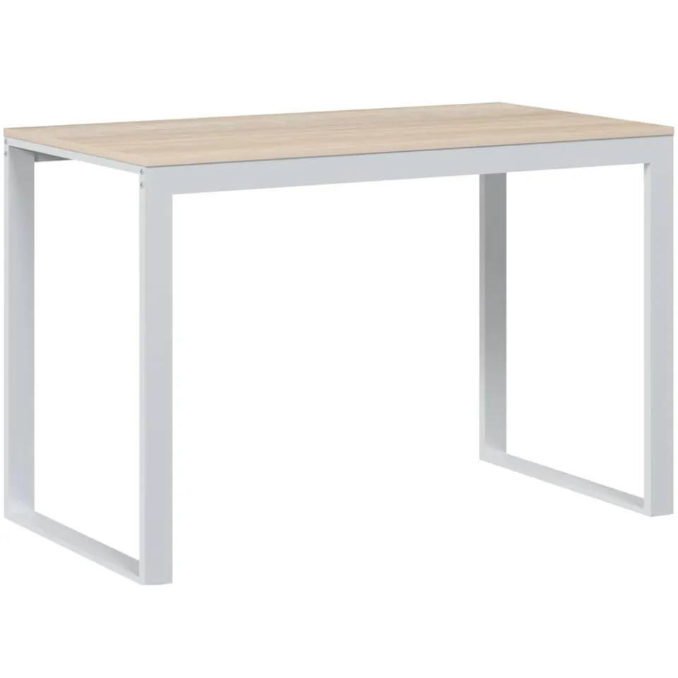 vidaXL Computerbureau 110x60x73 cm spaanplaat wit en eikenkleurig, foto 3