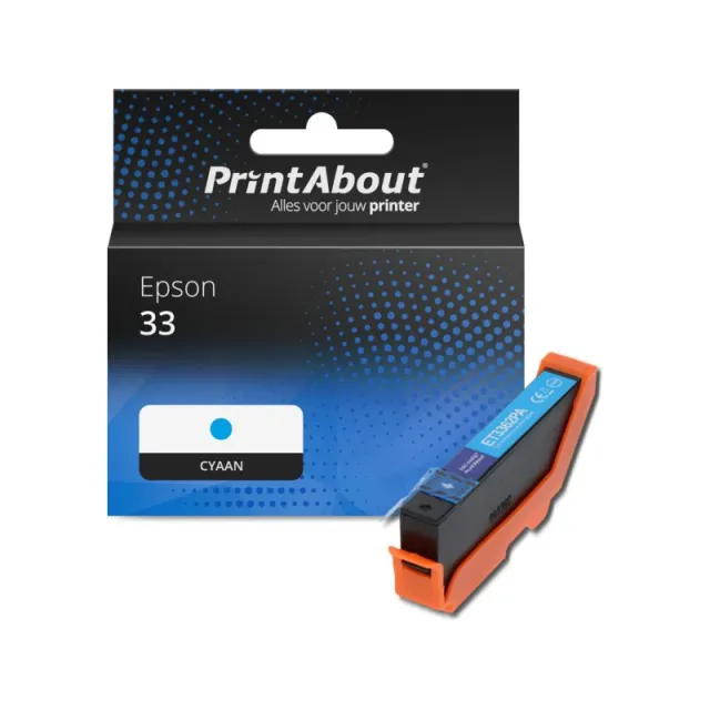 PrintAbout huismerk Inktcartridge 33 (C13T33424012) Cyaan Geschikt voor Epson