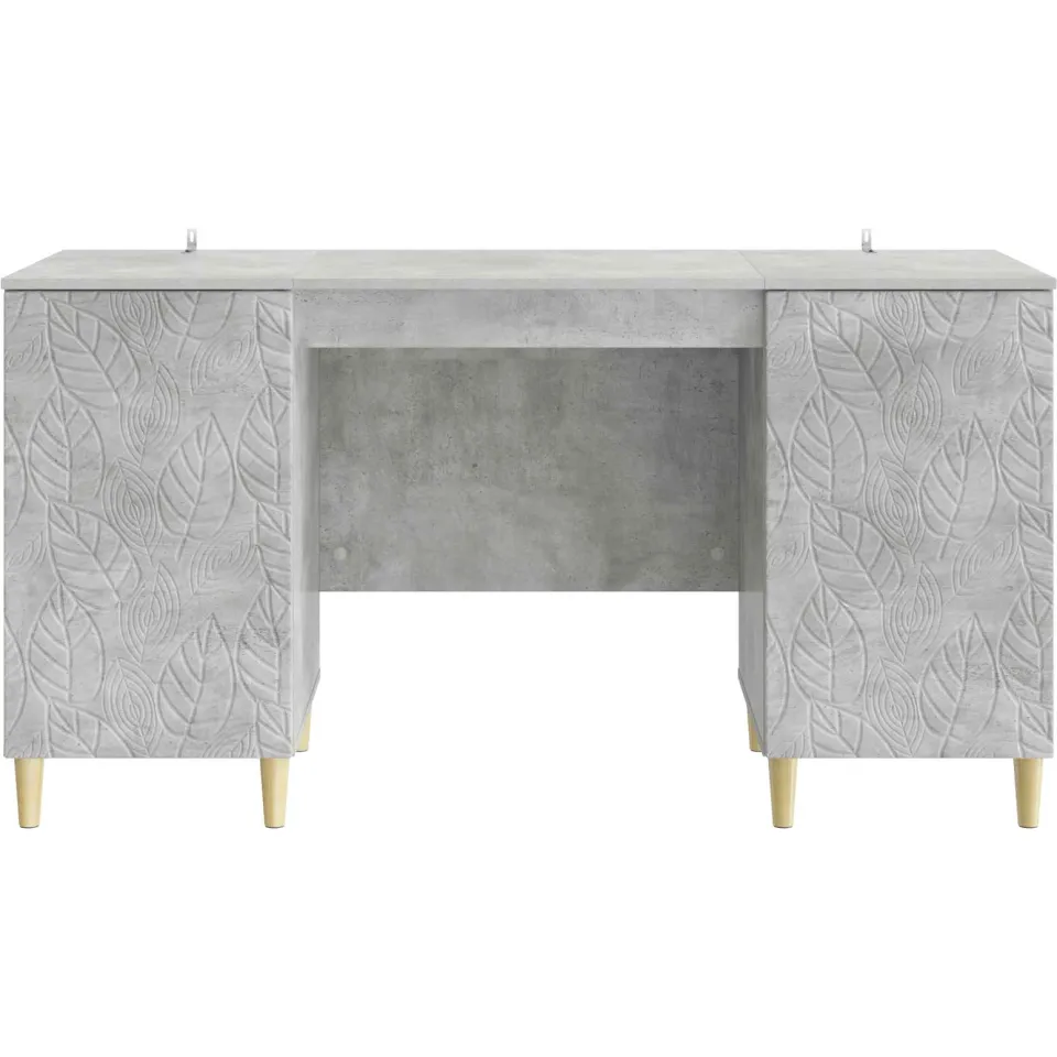 vidaXL Bureau Betongrijs 142,5 x 50 x 75 cm Bewerkt hout grijs, foto 4