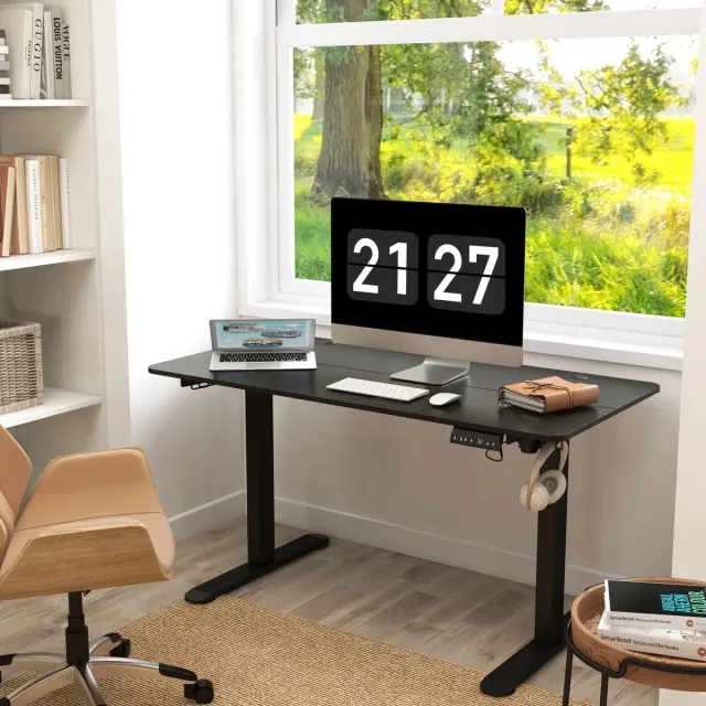 MIVRAY Bureau - Elektrisch Verstelbaar Zit Sta Bureau Met 4 Geheugenstanden - Veilig Werken Thuis Of Op Kantoor - Zwart - 140x70 Cm