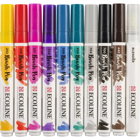 TALENS Brushpen Talens Ecoline set à 10 stuks handlettering