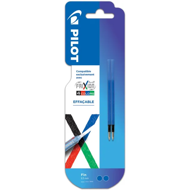 Pilot vullingen voor Frixion Ball 4-kleurenroller, fijn, blauw, pak van 2 stuks