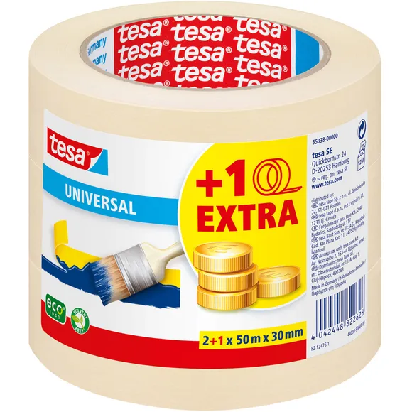 Tesa Afplaktape tesa® Economy 50mx30mm geel 2+1