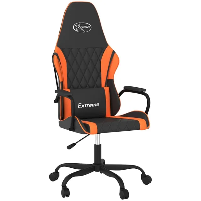 vidaXL Massage - gamestoel - kunstleer - zwart - en - oranje zwart en oranje