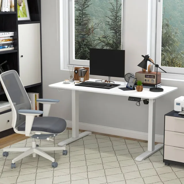 STILVORA Bureau - Elektrisch Hoogteverstelbaar Met 4 Geheugenstanden - Voor Thuiswerkplek En Kantoor - Multiplex - 140x70x72-116 Cm - Wit