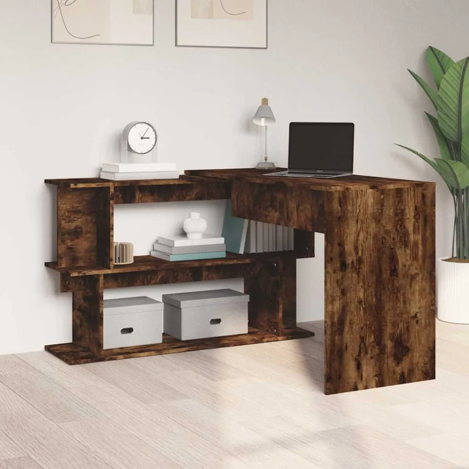 vidaXL Hoekbureau 200x50x76 cm bewerkt hout gerookt eikenkleur, foto 3