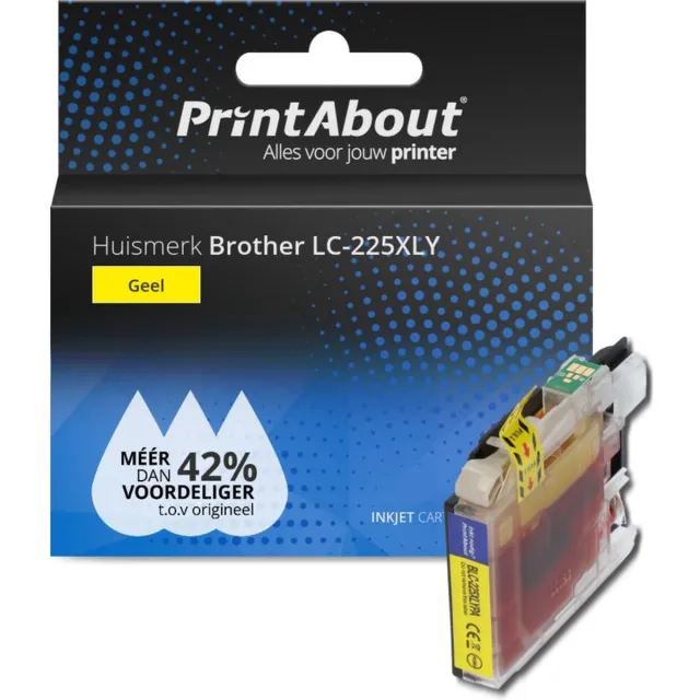 PrintAbout huismerk Inktcartridge LC-225XLY Geel Hoge capaciteit geschikt voor Brother