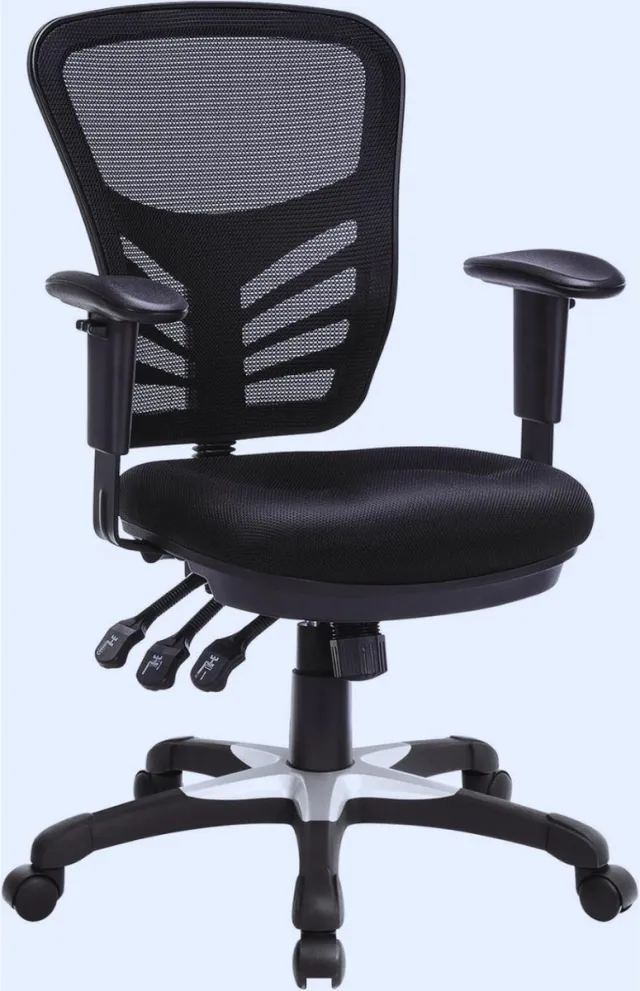 BOG Obn52Bk Ergonomische Bureaustoel Met Verstelbare Rugleuning En Armleuningen - Lendensteun En Draaimechanisme – Comfortabel Gaasmateriaal En 3 Instelhendels Multicolored