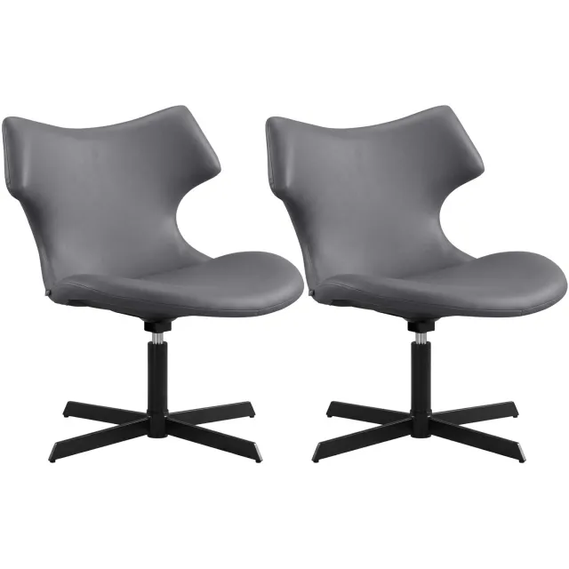 CLP Set van 2 Loungestoelen Welland - 360° Draaibaar - Lederlook - grijs