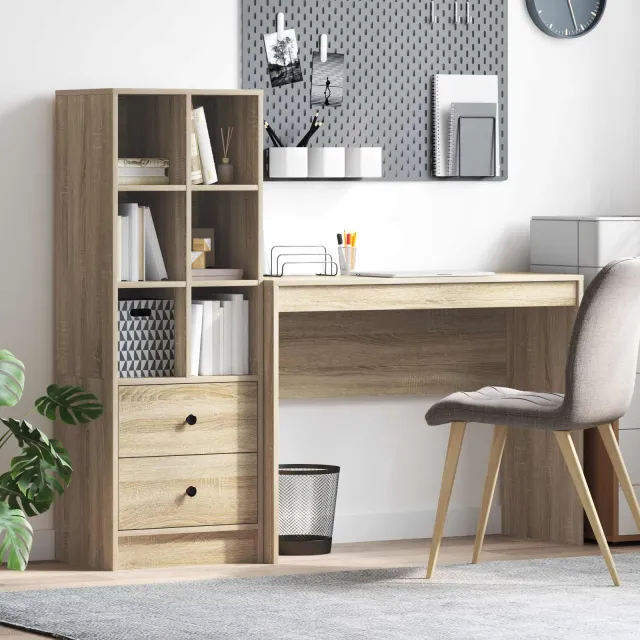 vidaXL Bureau Sonoma Eiken 145,5 x 40 x 127 cm 2 st, foto 2