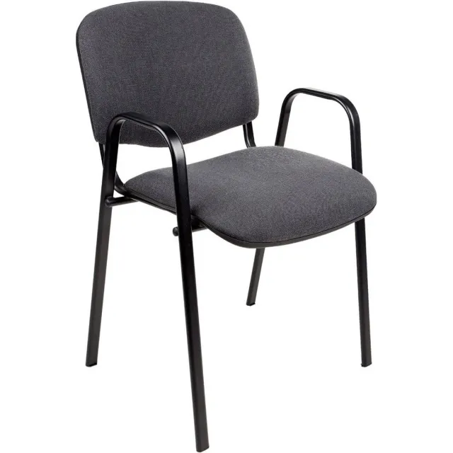 ABC Kantoormeubelen Vergaderstoel of conferentiestoel basic zwart frame met armleuningen Zwart stof