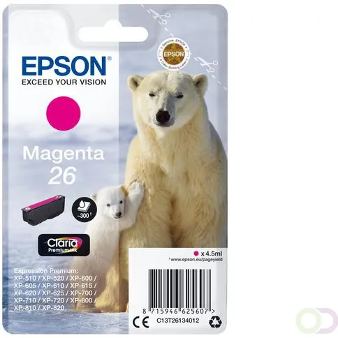 Epson Polar bear Singlepack Magenta 26 Claria Premium Ink (C13T26134022)