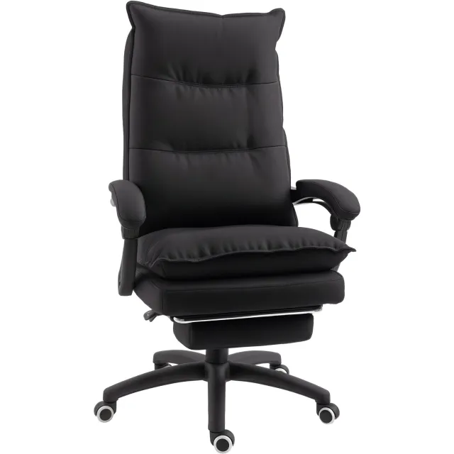 Lunpog Bureaustoel met massagefunctie - Ergonomische bureaustoel met kantel- en draaifunctie - inclusief voetensteun - Zwart