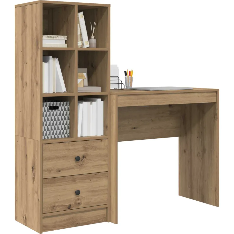 vidaXL Bureau Artisan Eiken 125,5 x 40 x 127 cm 2 st Bruin
