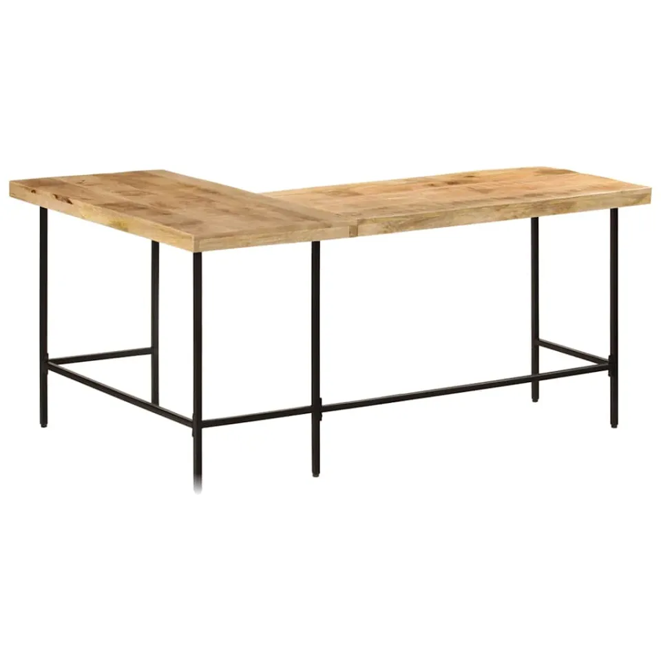 vidaXL Bureau 165x110x77 cm massief mangohout en ijzer bruin, foto 4