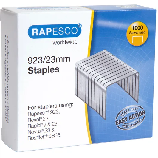 Rapesco Nieten Rapesco Heavy Duty 923 23mm 1000 stuks zilver