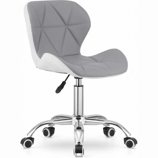 LEOBERT AVOLA Bureaustoel - Ergonomisch ECO-leer - Grijs & Wit Grijs;Wit