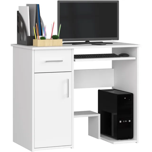 Akord Bureau JAY met 1 Lade / Computerbureau / Computer Tafel / Bureautafel / Wit / 90 x 74 x 50 cm