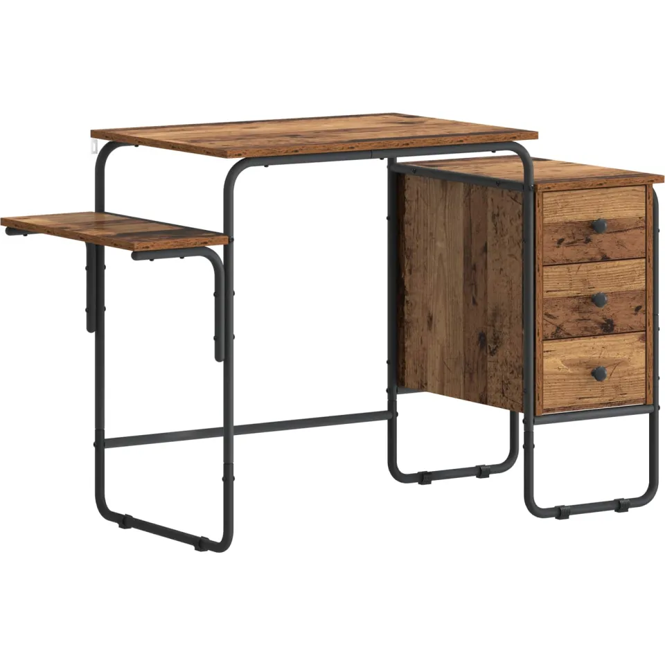 vidaXL Bureau met opbergruimte Oud hout 120 x 50 x 75 cm bruin, foto 3