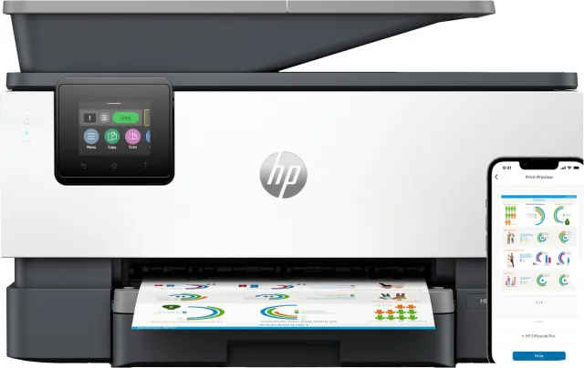 Hp OfficeJet Pro 9123 All-in-One Printer, Kleur, Printer voor Kleine en middelgrote ondernemingen, Printen, kopiëren, scannen, faxen, Wireless; Automatic document feeder; Two-sided printing; Two-sided scanning; Touchscreen; Fax Grijs