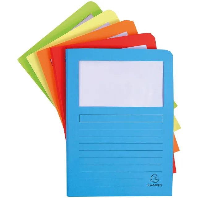 Exacompta L-map Super met balg, voor ft A4, pak van 50 stuks, geassorteerde kleuren blauw
