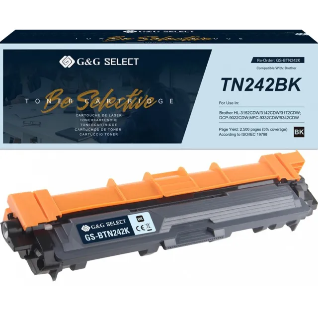 G&G Toner vervangt Brother TN-242BK Compatibel Zwart TN-242BK GS-BTN242K Geel