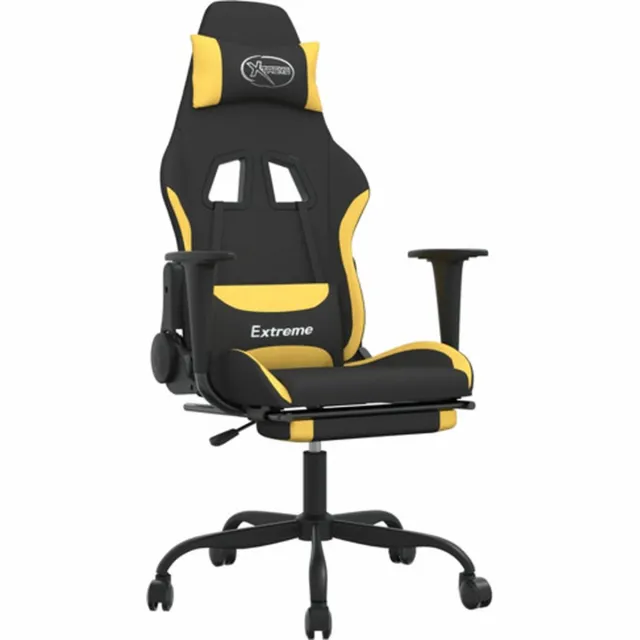 vidaXL Massage - gamestoel - met - voetensteun - stof - zwart - en - geel zwart en geel