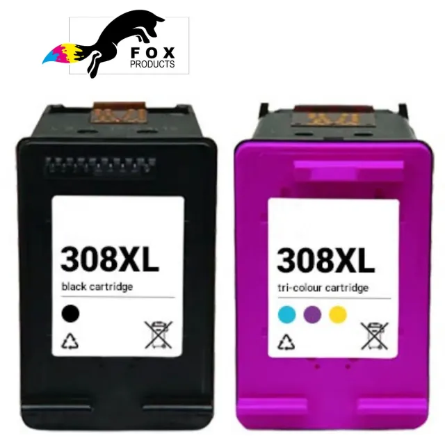 FoxProducts 308 XL 308xl zwart en kleur - inktcartridge - geschikt voor HP - DeskJet 2910 - DeskJet 2920 - Deskjet 2820 - Deskjet 2921 - Deskjet 2922 - Deskjet 2923 - ENVY 6110e - ENVY 6120e - ENVY 6130e - ENVY 6132e - ENVY 6530e - Envy 6520e Zwart + 3kleur