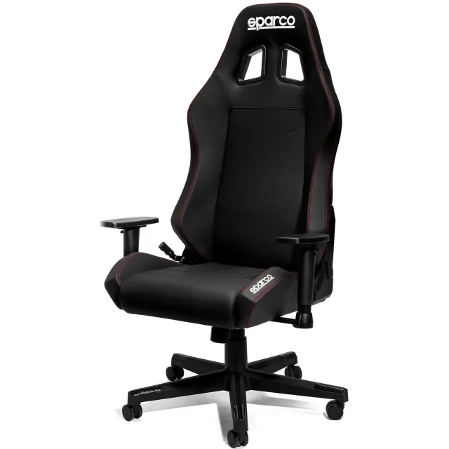 SPARCO Coach Gamestoel en Bureaustoel - Extra Lendensteun, 2D Armleuningen en Kantelbare Rugleuning - Zwart/Rood