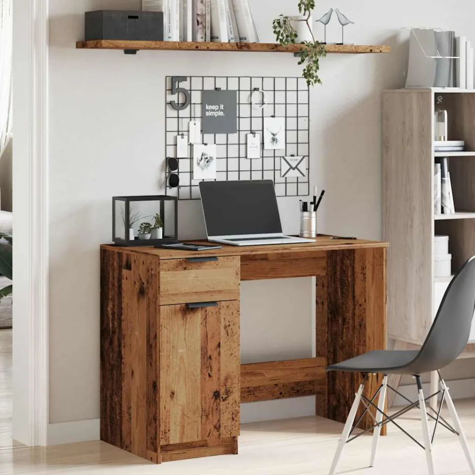vidaXL Bureau 100x50x75 cm bewerkt hout oud houtkleurig bruin, foto 2