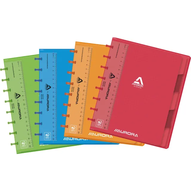 Adoc Colorlines schrift, ft A5, 144 bladzijden, geruit 5 mm, geassorteerde kleuren blauw