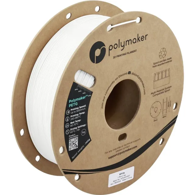 Polymaker PB05002 Filament PETG Highspeed filament 1.75 mm 1000 g Wit 1 stuk(s) Kleurloos