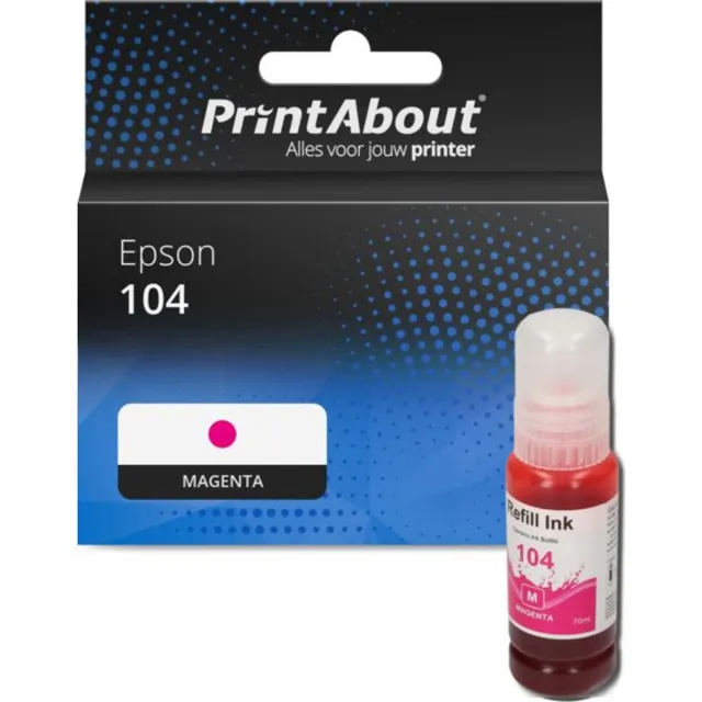 PrintAbout huismerk Inktcartridge 104 (C13T00P340) Magenta geschikt voor Epson