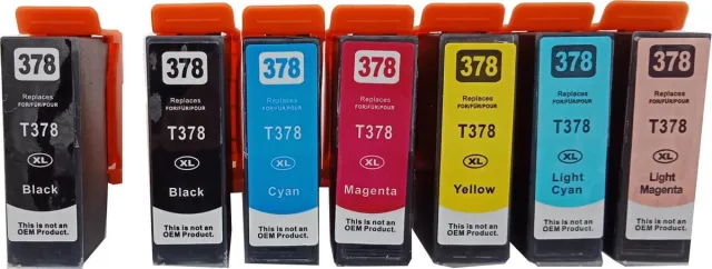 KATRIZ huismerk ink Epson 2x T378/379XL Zwart + 1x T378/379XL Cyaan + 1x T378/379XL Magenta + 1x T378/379XL Geel + 1x T378/379XL Licht Cyaan + 1x T378/379XL Licht Magenta | 7 stuks Zwart, Cyaan, Magenta, Geel, Licht Cyaan, Licht Magenta