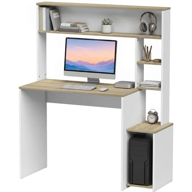 Homcom computerbureau - spaanplaat - 114 x 45 x 138 cm - wit