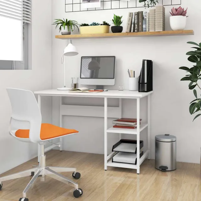 vidaXL Computerbureau 105x50x72 cm MDF en metaal wit, foto 2
