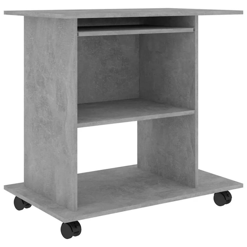 vidaXL Computerbureau 80x50x75 cm bewerkt hout betongrijs grijs, foto 3
