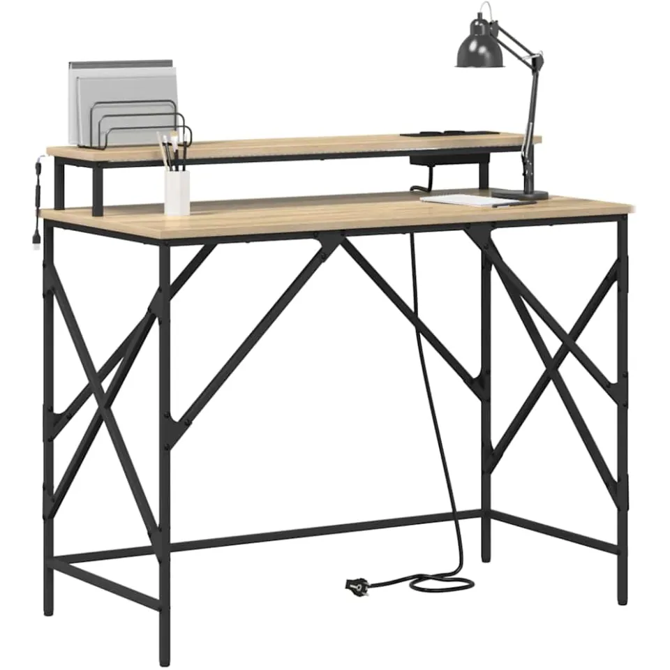 vidaXL Bureau Sonoma Eiken 100 x 50 x 86,5 cm Bewerkt hout Bruin