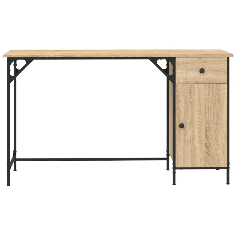 vidaXL Bureau 131x48x75 cm bewerkt hout sonoma eikenkleurig